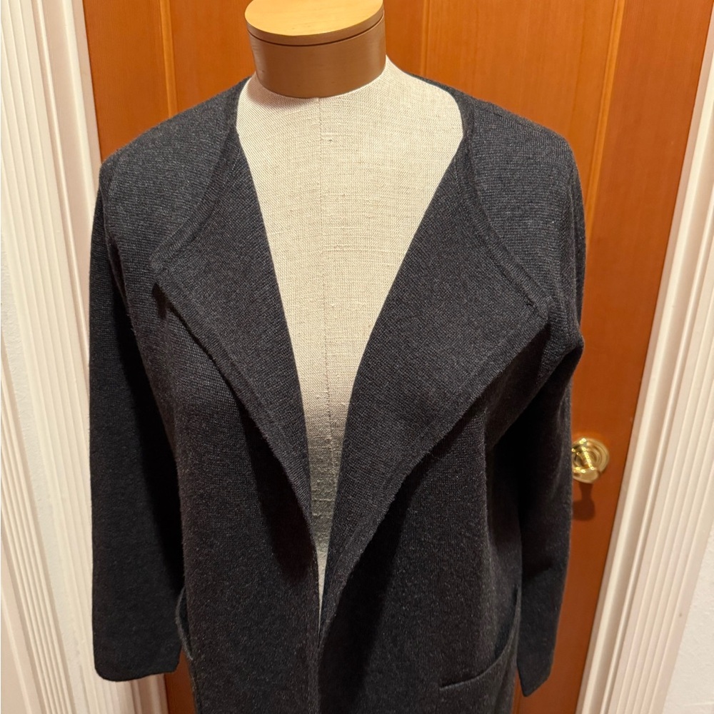 J. Crew charcoal Grey collarless sweater-blazer - Picture 6 of 13